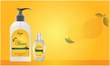 Sıvı sabun ve el dezenfektanı. Etiket tasarımı hazır. vektör illüstrasyonu