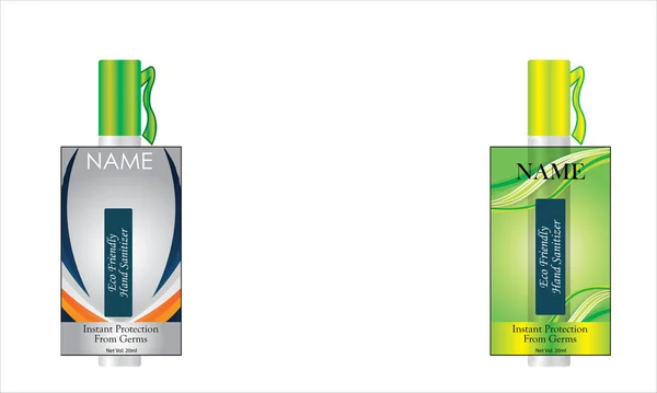 Promotional Give Away Pen Sanitizer Spray Label Design Vector Illustration — Stock Vector