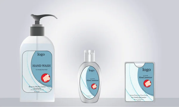 Liquid Soap Pocket Hand Sanitizer Label Design Ready Mock Vector — Stock Vector