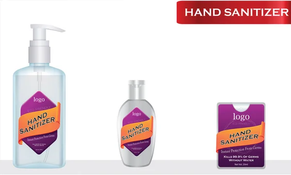 sanitizer and pocket hand sanitizer with label design ready for mock up. vector illustration
