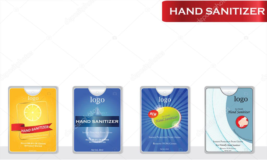 Hand sanitizer label design vector graphic template for packaging design.