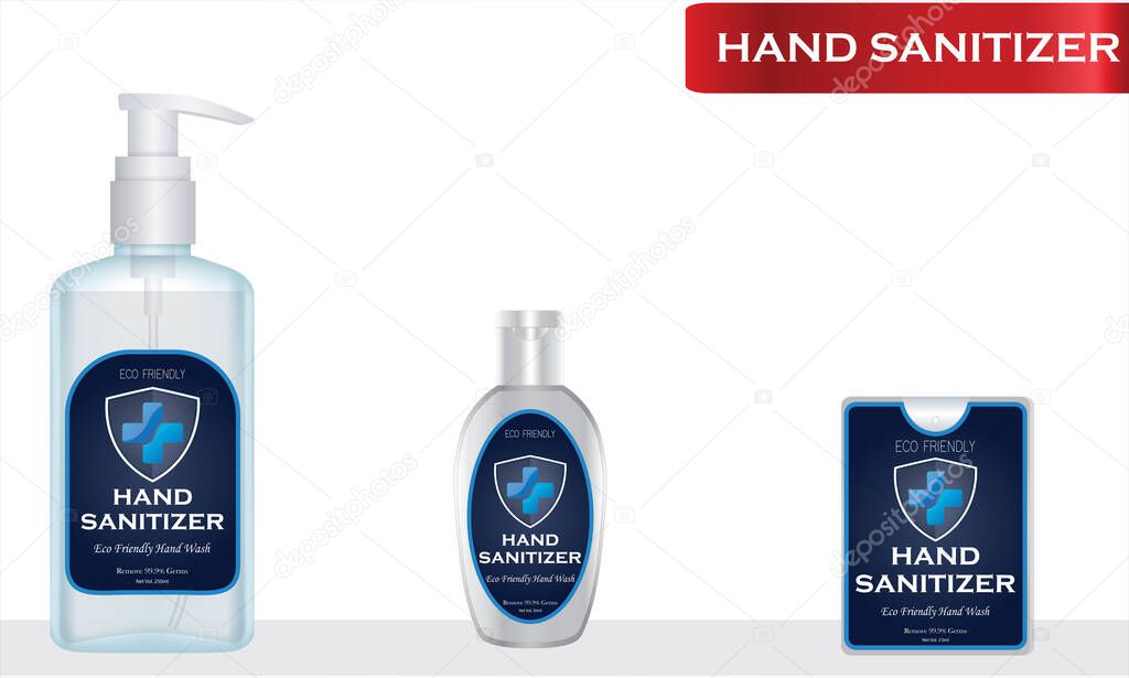 Hand sanitizer label design vector graphic template for packaging design.