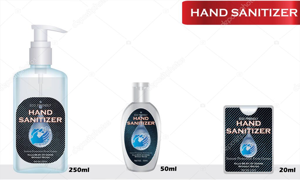 Hand sanitizer label design vector graphic template for packaging design.