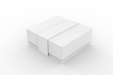 İzole edilmiş arka planda etiketli karton kutu. 3d illüstrasyon