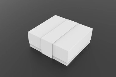 İzole edilmiş arka planda etiketli karton kutu. 3d illüstrasyon