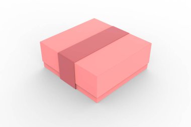 İzole edilmiş arka planda etiketli karton kutu. 3d illüstrasyon