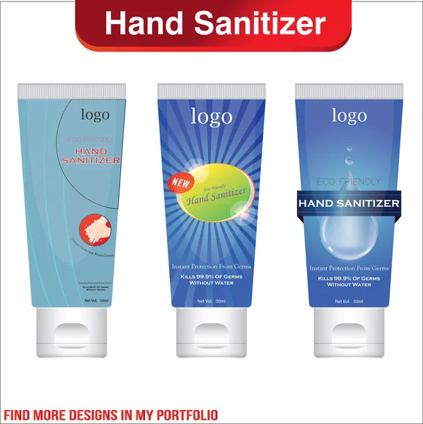 Hand Sanitizer Tube Text Label Packaging Design Advertising Hand Sanitizer — Stock Vector