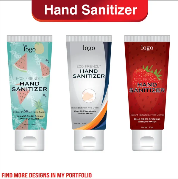 Handdesinfektionsrör Med Text Etiketten Förpackningsdesign Reklam För Handdesinfektionsmedel Handdesinfektionsmedel Personlig — Stock vektor