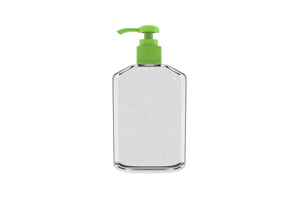 Modello Annunci Lavare Mano Bianco Bottiglia Plastica Realistica Con Erogatore — Foto Stock
