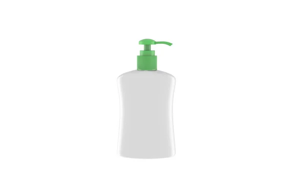 Шаблон Объявлений Пустая Ручная Стирка Реалистичной Пластиковой Бутылки Диспенсером Безвоздушного — стоковое фото