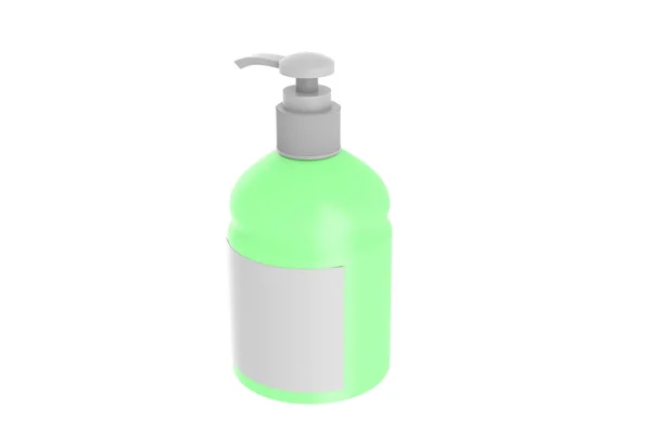 广告模板 空白手洗现实的塑料瓶与分配器无气泵 采购产品药箱液体凝胶 洗发水 泡泡浴 3D说明 — 图库照片