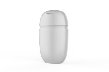 Beyaz arka planda el dezenfektanı şişesi izole edilmiş. El dezenfektanı mikropları, bakterileri ve virüsleri öldürmek için kullanılır. 3d illüstrasyon 