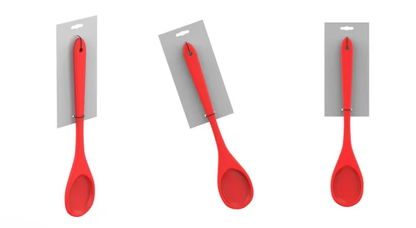Plastic Keuken Spoon Mock Geïsoleerd Witte Achtergrond Illustratie — Stockfoto