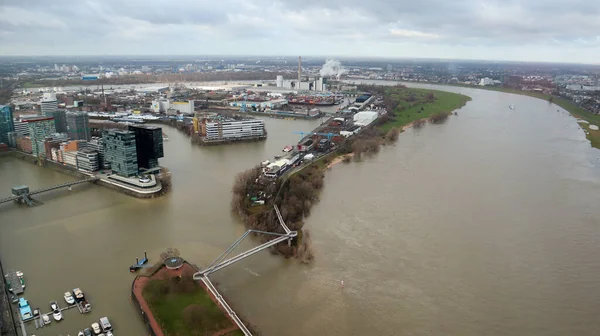 Dusseldorf Germania Febbraio 2020 Vista Panoramica Della Città Dusseldorf Argine — Foto Stock