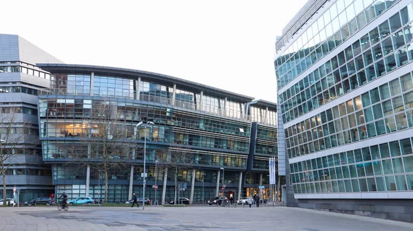 Dusseldorf Alemania Febrero 2020 Arquitectura Vidrio Transparente Edificio Cristal Metal — Foto de Stock