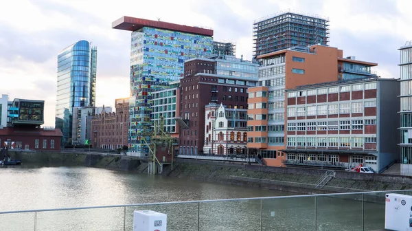 Dusseldorf Germania Febbraio 2020 Vista Sul Quartiere Portuale Skyline Del — Foto Stock