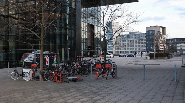 Dusseldorf Alemania Febrero 2020 Vista Del Barrio Portuario Horizonte Del —  Fotos de Stock