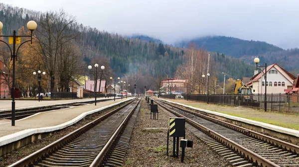 Ukrayna Yaremcha Kasım 2019 Karpatlar Daki Yaremche Köyünün Tren Istasyonu — Stok fotoğraf