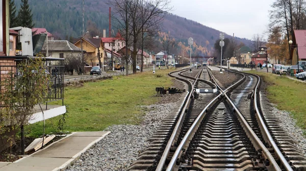 Zlere Yakın Çekim Tren Yolu Birbirine Çok Yakın Klasik Ton — Stok fotoğraf