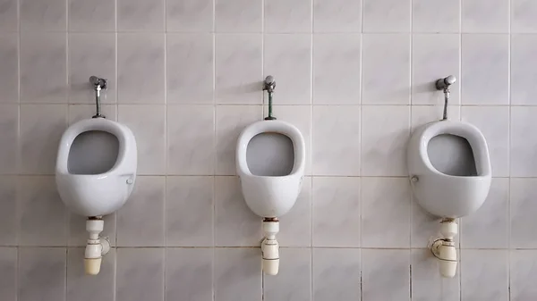 Sanitarios Públicos Con Muchos Urinarios Cerámica Gran Baño Público Cuencos — Foto de Stock