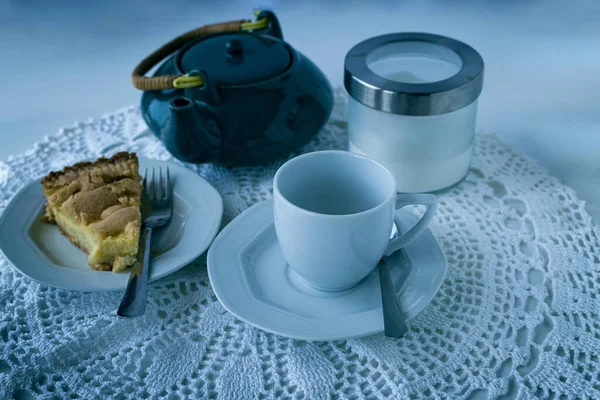 Завтрак Чаем Ломтиком Рикотты — стоковое фото