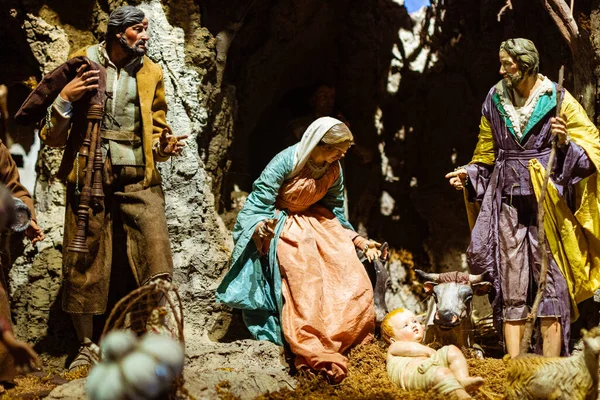 Julkrubba Med Jesus Och Maria Kyrkan — Stockfoto