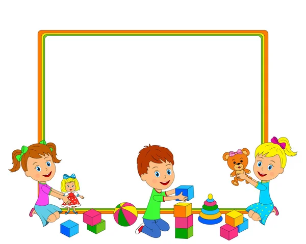 Jungen und Mädchen spielen mit Spielzeug — Stockvektor