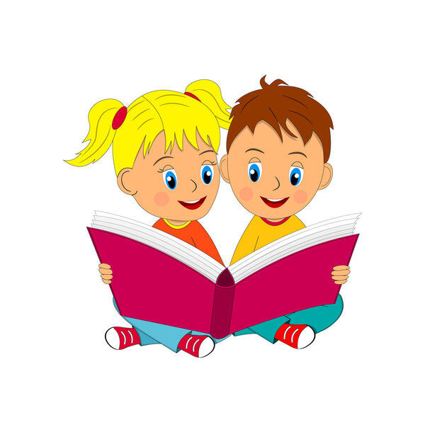 мальчик и девочка сидят и читают книги
