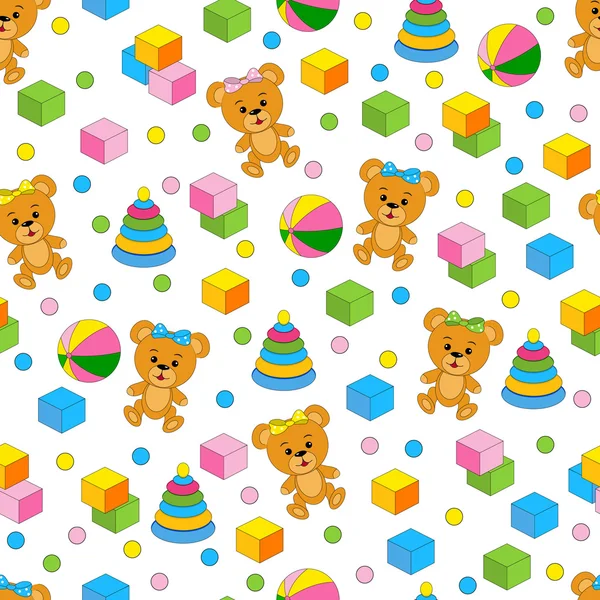 Seamless, pattern with toys on a white background — стоковый вектор