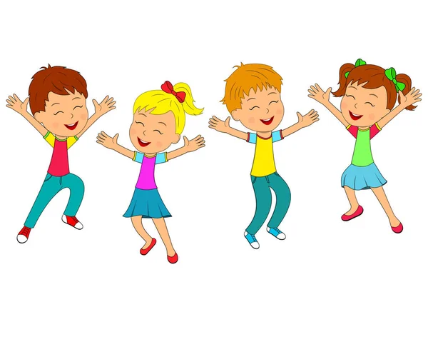 Garçons et filles sautant et souriant — Image vectorielle