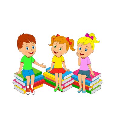 kız ve çocuk kitapları oturmak