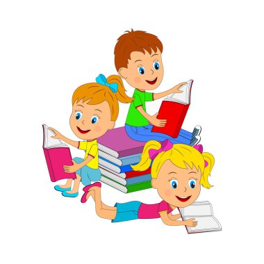 çocuk ve bir kitap okuma girsl