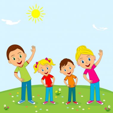 Aile yapmak egzersizleri çayır üzerinde