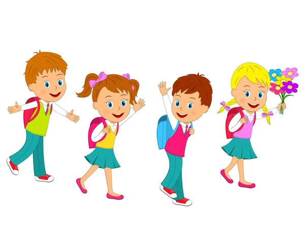 Children are going to school — Stock Vector