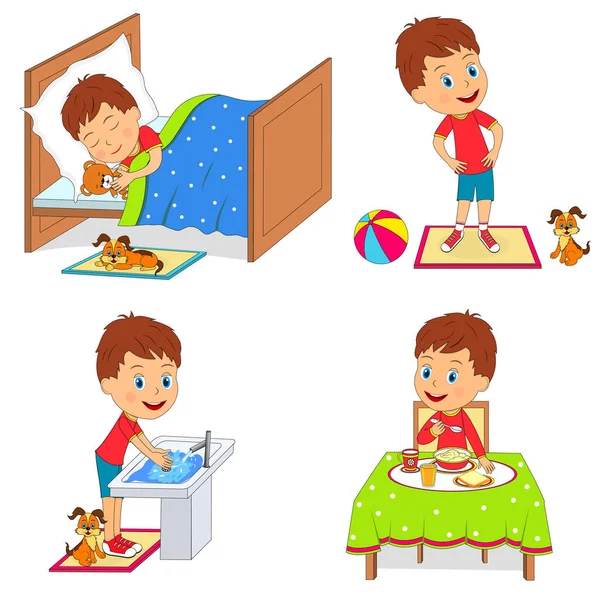 Kids daily routine — Stock Vector