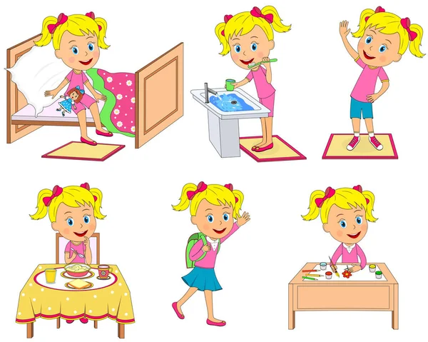 Kids daily routine — Stock Vector