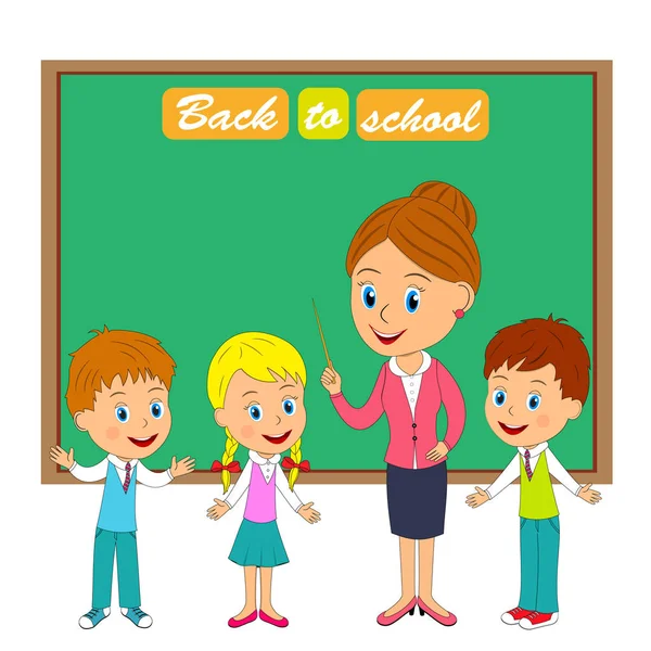 Teacher and kids — Stock Vector