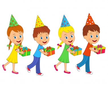 erkek ve kız hediyeler ile gitmek