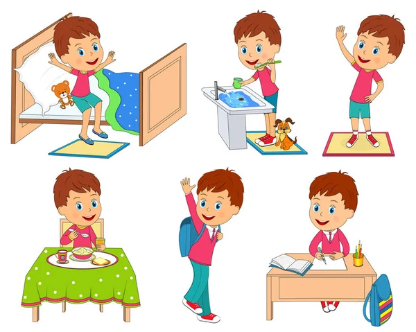 Kids daily routine — Stock Vector