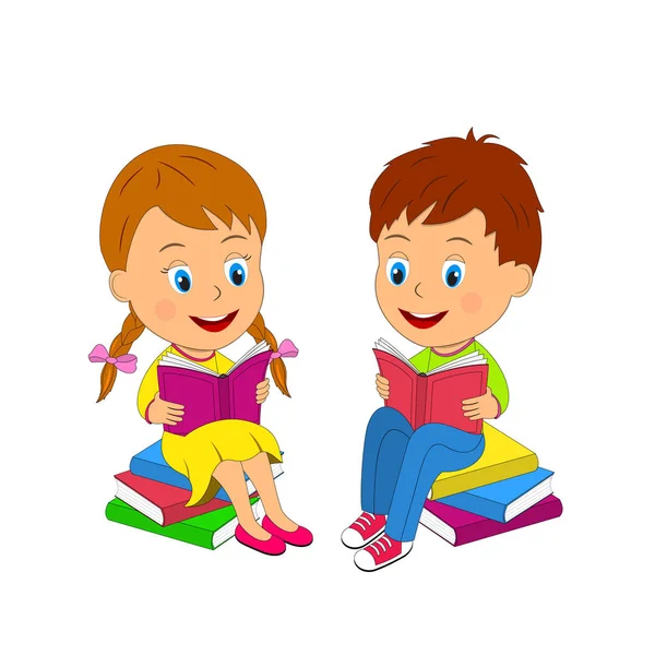 kız ve oğlan oturup kitap ve okuma