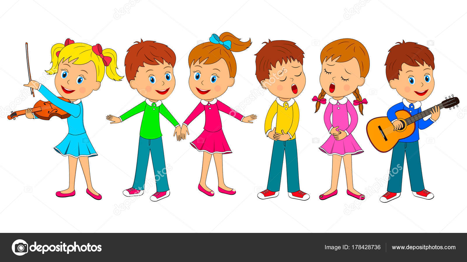 Kids Dance Sing And Play Music Stock