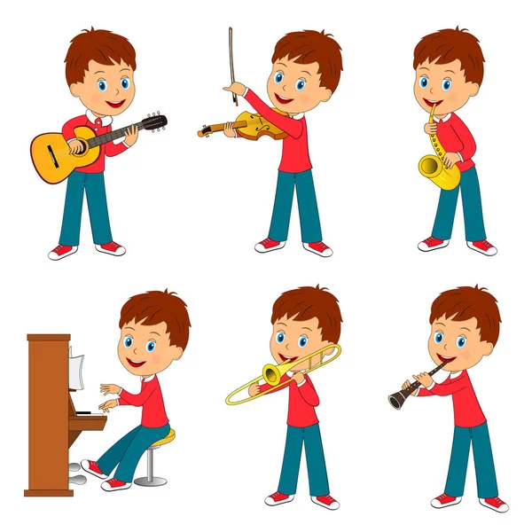 Αγόρι που παίζει μουσική — Διανυσματικό Αρχείο
