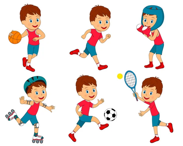 Boy sports activity collection — Stock Vector