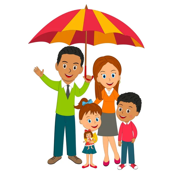 Bonne famille sous parapluie — Image vectorielle