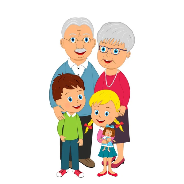 Grands-parents et petits-enfants — Image vectorielle