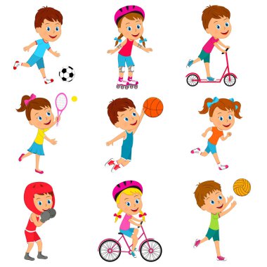 Çocuklar farklı spor aktiviteleri 