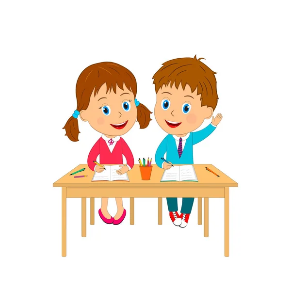 Cartoon Kids Study Table Vector Illustration — Stock Vector