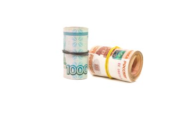 Beyaz arka planda izole edilmiş Rus para birimi