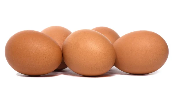 Huevos Pollo Frescos Aislados Sobre Fondo Blanco Los Huevos Como — Foto de Stock