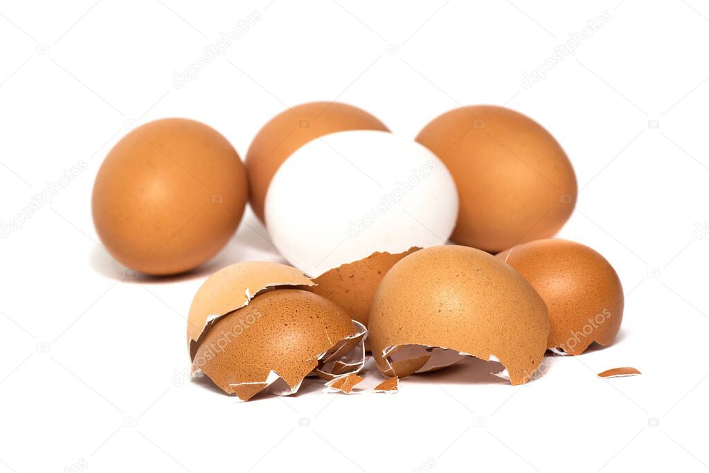 fresh chicken eggs isolated on a white background. Eggs as a source of protein.